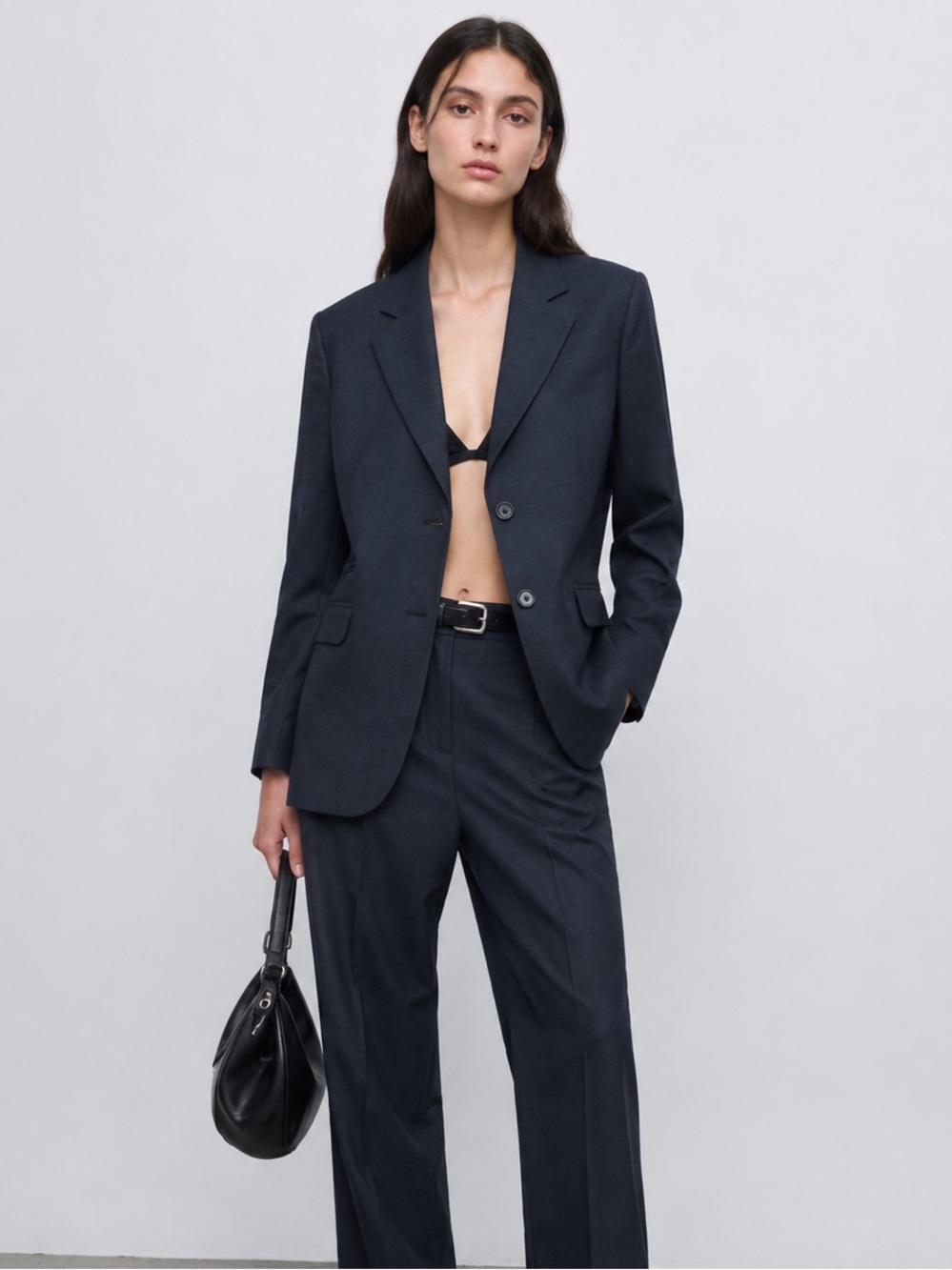 Acne Studios Tailored Fitted Wool Blazer in Deep Charcoal Size 34 XS